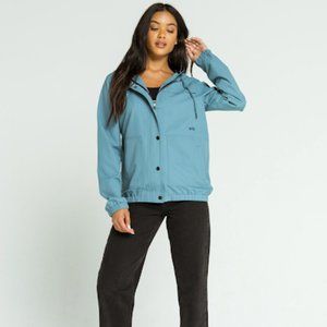 VOLCOM Enemy Stone Womens Light Blue Windbreaker Jacket - Small